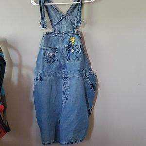 Denim overall shorts